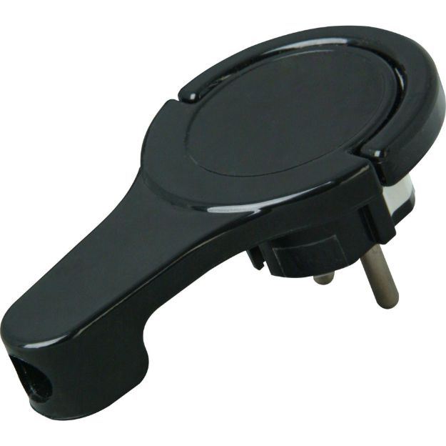 Imagem de Ficha angular C/ Terra plástico, extra plano (8mm), entrada de cabo na lateral para CEE 7/VII, até 3×1,5mm², cor: preto